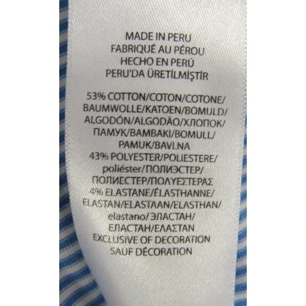 Polo Golf Ralph Lauren Shirt Men XL Blue White Striped Performance Pique S/S Top